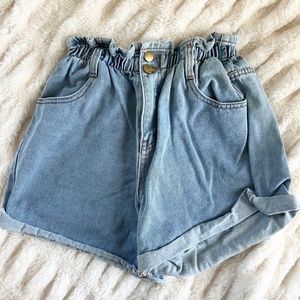 Princess Polly High Waisted Paper Bag Denim Shorts